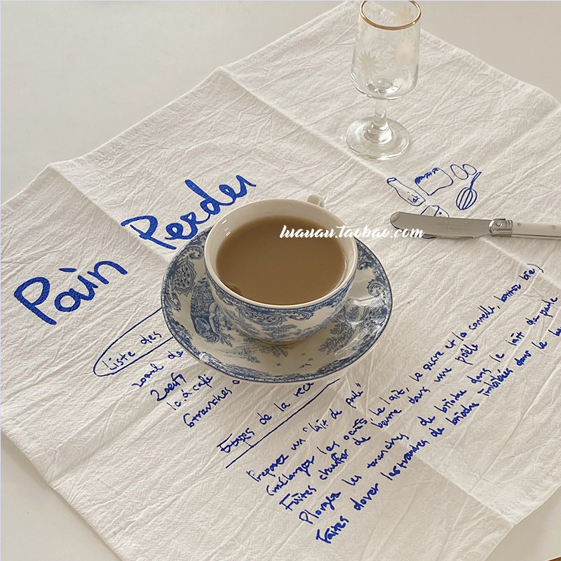 Luca Afa Style English Letter Napkins Korean style white photography dining cloth table cushion for filming props and wind