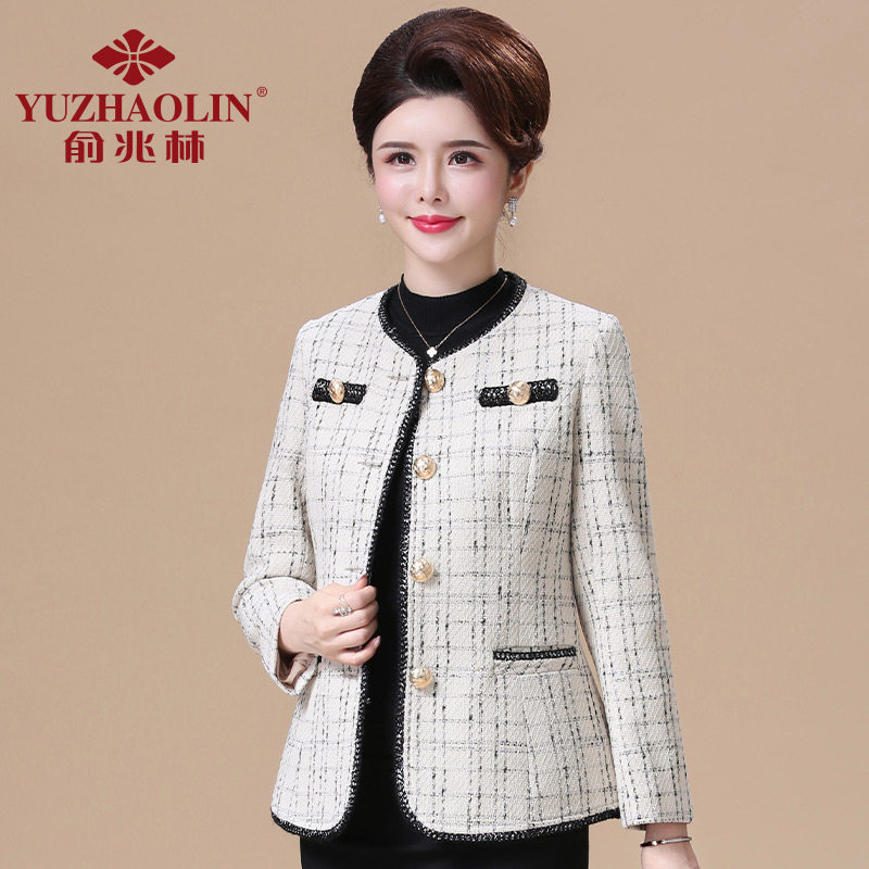 Middle aged mother jacket female spring autumn 2022 new 40 40 year-old 50 middle aged woman clothes small fragrant wind spring dress jacket short