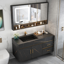 Nordic rock plate one-body basin bathroom cabinet combination modern simple light luxury toilet wash table wash wash basin cabinet