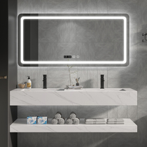 Light luxury intelligent rock plate one-body basin bathroom cabinet combination simple modern sink basin wash cabinet wash double basin