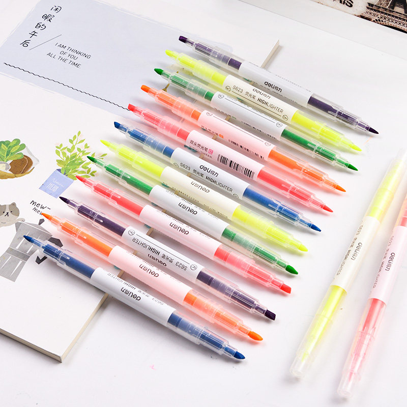 Able S623 small double head fluorescent pen student Colour Focus Mark Pen Child Graffiti Painting 6 Color Optional