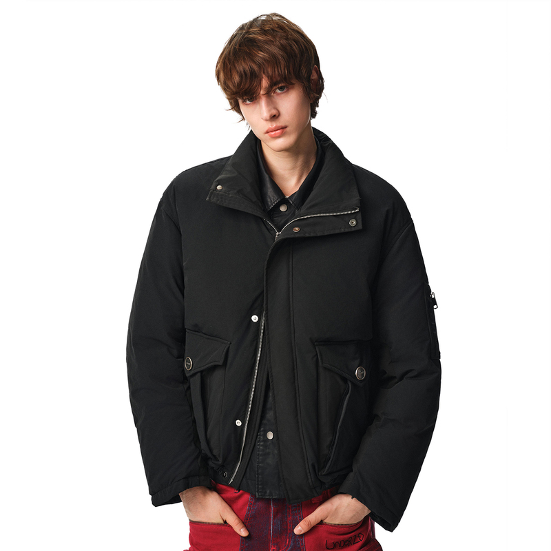 Under20 Urban Functional Style Envelope Pocket Structured 90% White Duck down High Collar Windproof Winter down Jacket Under20 Urban Functional Style Envelope Pocket Structured 90% White Duck down High Collar Windproof Winter down Jacket