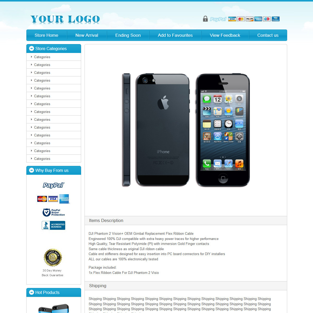 ebay description template Compatible with computer and mobile eBay store decoration eBay detail page template