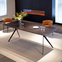 Minimalist modern Italian style minimalist light and luxurious Nordic Smoked oak dining table Dining Room Furniture Rectangle