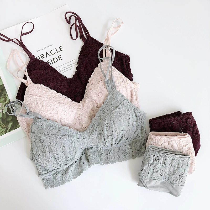 Sexy ren làm đẹp trở lại bralette không có vành tam giác thoải mái không nút áo ngực phù hợp với quần lót phụ nữ mùa hè - Bộ đồ lót