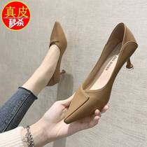 Back force Niefine Singled Shoes Bomy Fine Cah Pointy High Shoes High Hlow Shoes High