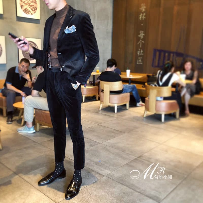 Mùa đông rắn màu nhung phù hợp với thanh niên phù hợp với thanh niên chú rể phù hợp với phù hợp với xu hướng hoang dã phù hợp với nhỏ áo vest nam hàn quốc