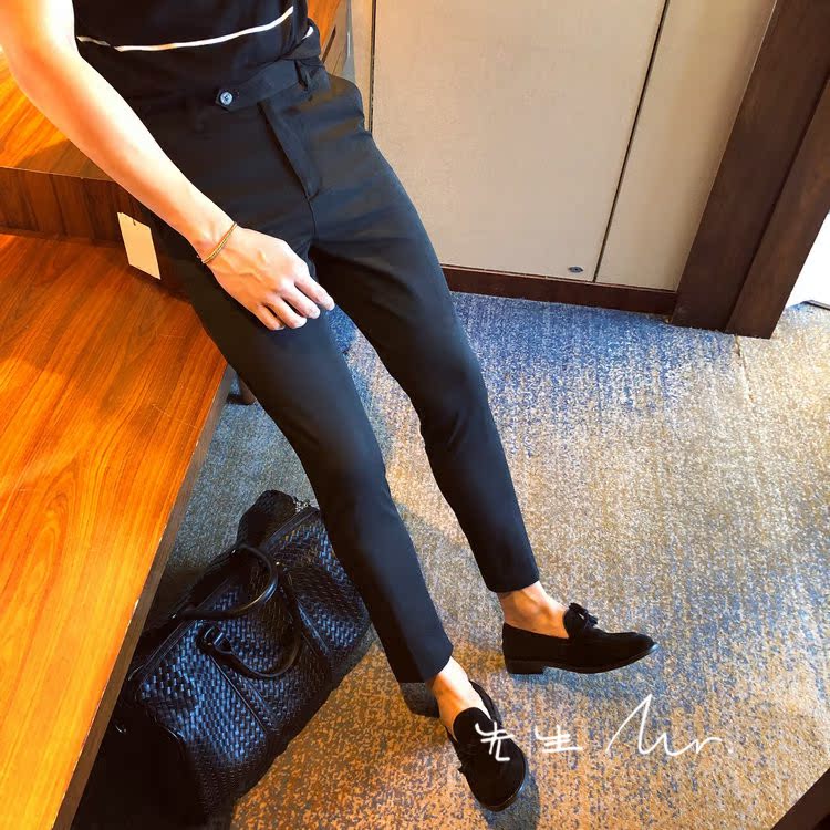 Mùa hè mới Hàn Quốc rắn màu đa năng kinh doanh quần âu quần tây nam phiên bản Hàn Quốc hoang dã chín quần miễn phí quần jean nam hàng hiệu