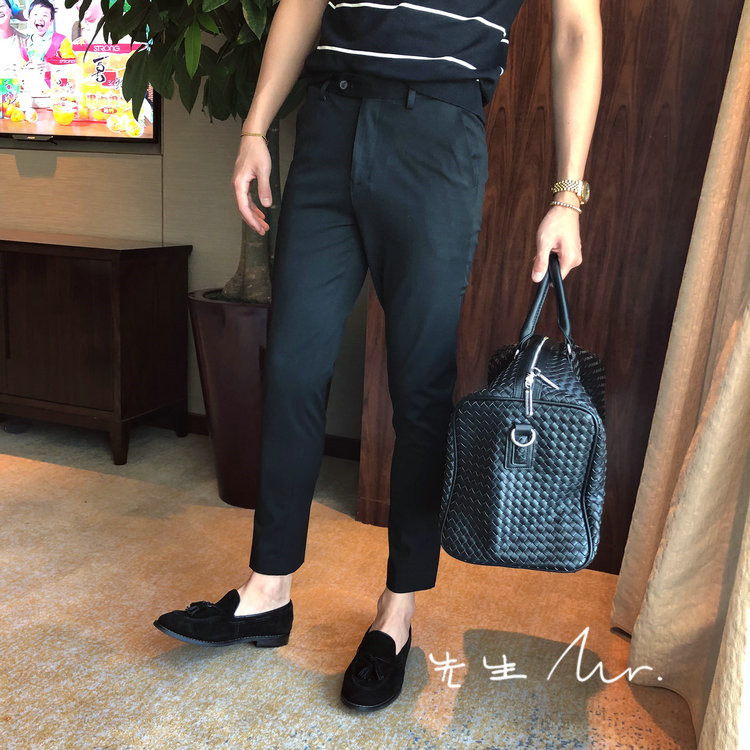 Mùa hè mới Hàn Quốc rắn màu đa năng kinh doanh quần âu quần tây nam phiên bản Hàn Quốc hoang dã chín quần miễn phí quần jean nam hàng hiệu