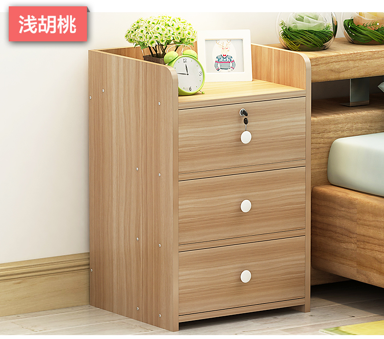 Tối giản hiện đại lắp ráp tủ đầu giường tủ lưu trữ của tủ khóa tủ nhỏ đơn giản giường phòng ngủ ký túc xá ngăn kéo tủ đầu giường - Buồng tủ đựng quần áo cho bé