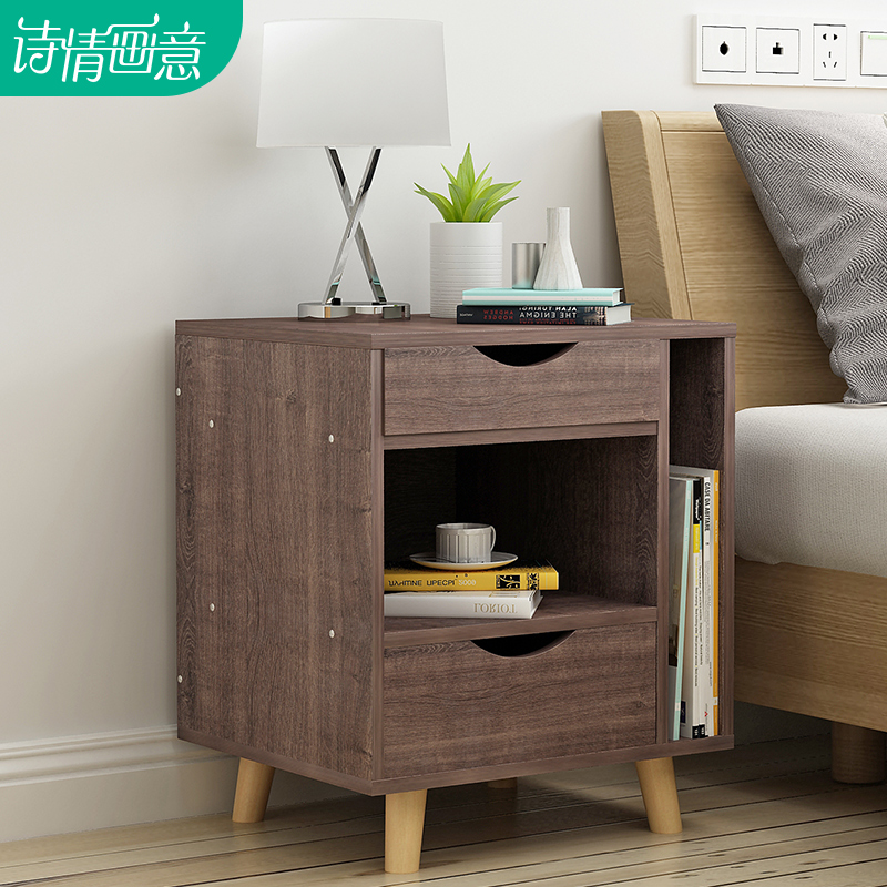 Poetry Painting Willpower Minimalist Modern Mini Multifunction Bed Head Cabinet Makeup Cabinet Locker Nordic Bedroom Side Cabinet