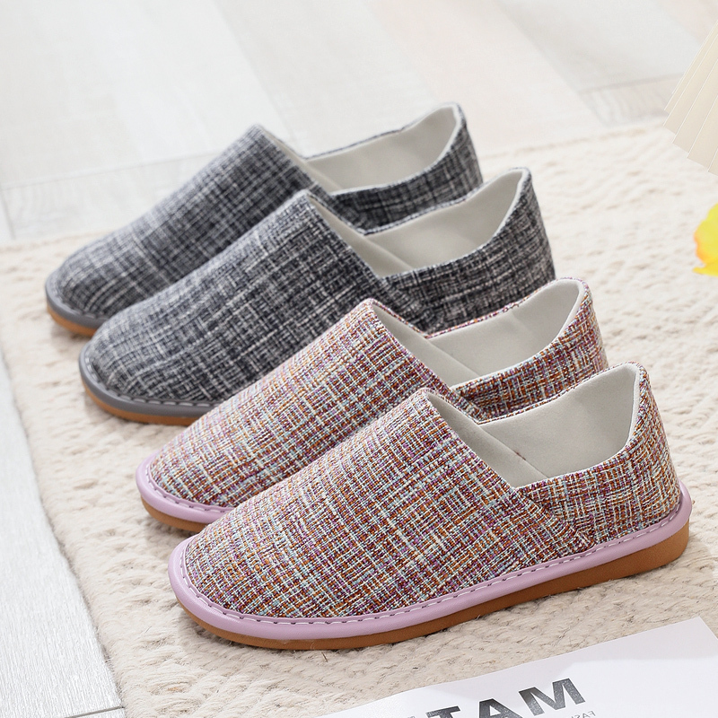 Thin Slippers with Heel, Cotton Slippers for Men and Women, Indoor Home Use, Spring and Autumn Maternity Shoes, Silent Elderly Non-Slip Slippers, Thick-Soled Thin Slippers with Heel, Cotton Slippers for Men and Women, Indoor Home Use, Spring and Autumn Maternity Shoes, Silent Elderly Non-Slip Slippers, Thick-Soled
