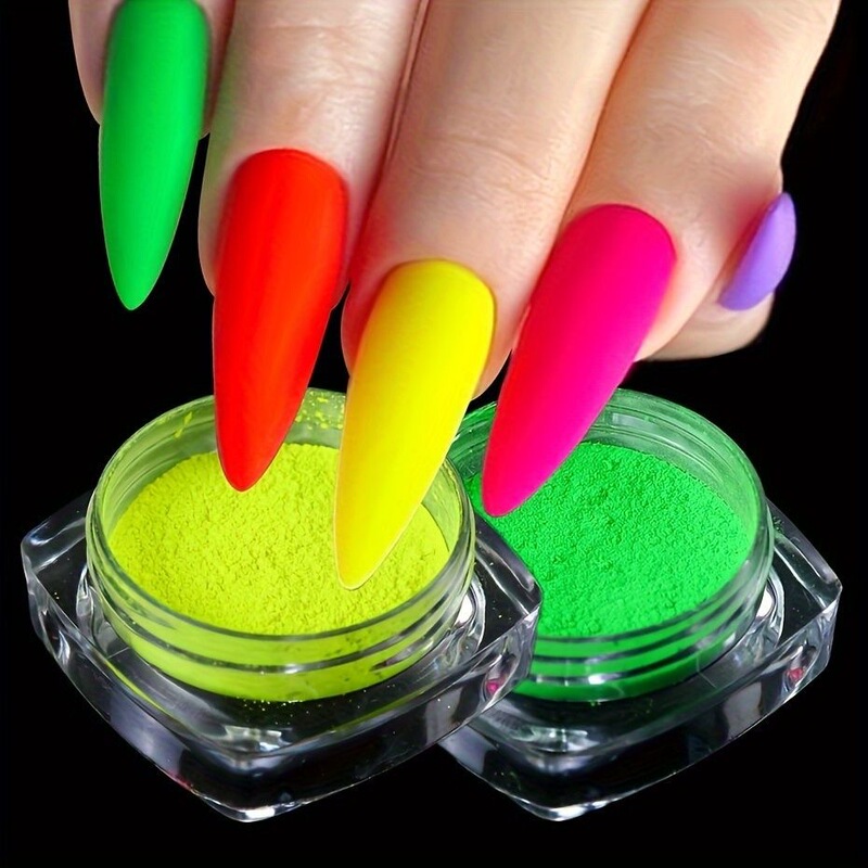 Cross-Border Nail Art Color Reflective Powder Ultra-Bright Reflective Green Fluorescent Glass Substrate Gray Powder Neon Nail Powder