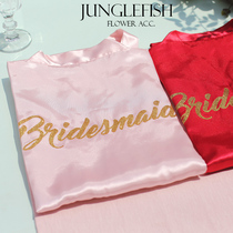 JF Bridal Bridesmaid Group Girlfriends BP Morning Gown Wedding Party Pyjamas Sleeping Robe Bathrobe Red Wedding Gadget