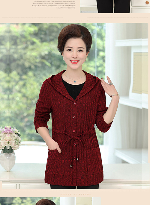 Đặc biệt hàng ngày áo khoác nữ trung niên áo len áo len mẹ trung niên tải mùa xuân và mùa thu áo gió kích thước lớn áo sơ mi trung niên