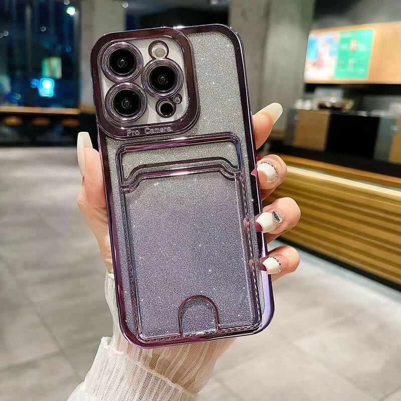 Suitable for Samsung S25 Phone Case A17 Card Slot S20 Id Holder S21+ Access Control S22S23S24Ultra Coin Holder A51 Flash A71 Color-Blocking A72 Back Clip A12 Card Holder Note20A36S26