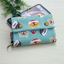 Korean version of multifunctional fabric wallet womens short mens and womens universal folding wallet canvas card bag student coin wallet