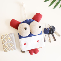 Korean cartoon multi-function draw rope key bag three color patch girl cute pull key bag coin wallet