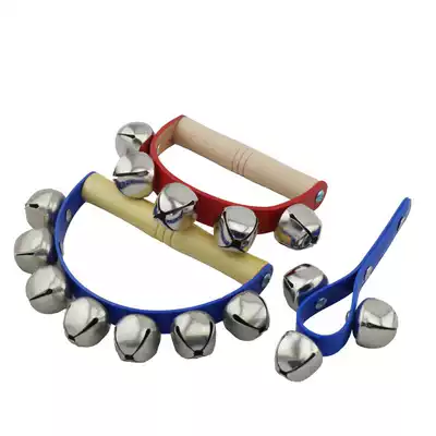 Orff children's percussion instrument leather rattles 5 Suzuki handle 3 bells horse foot bells Seven bells leather kindergarten teaching aids