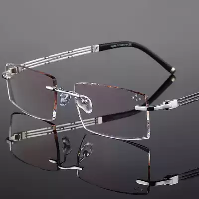 Screwless trimmed glasses pure titanium ultra-light super elastic business glasses finished eight 8-hole glasses men's glasses