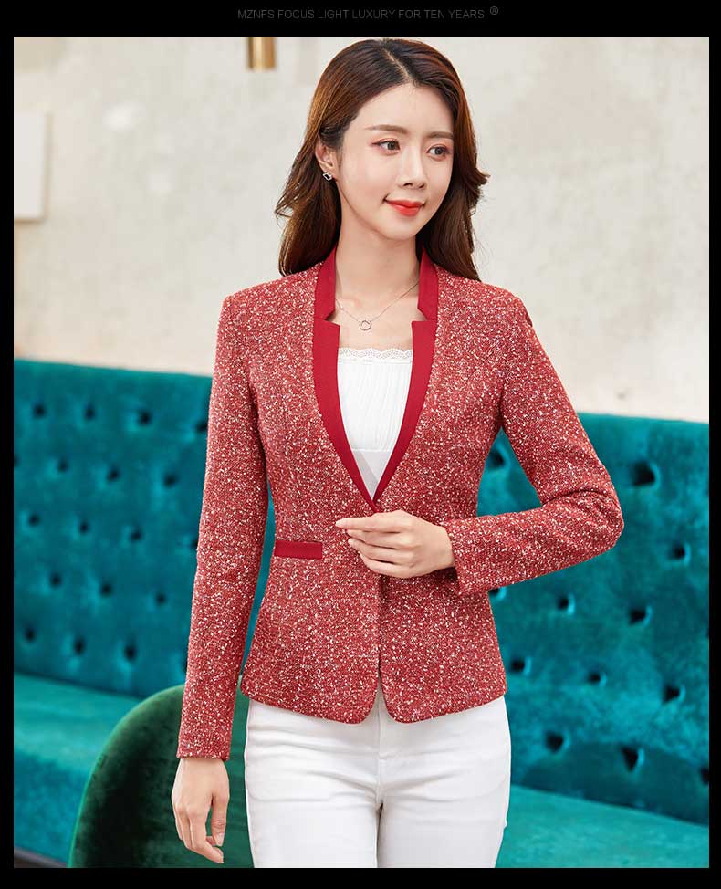 2018 thu đông mới cotton dài tay cotton nhỏ phù hợp với nữ chống nhăn dễ quản lý màu sắc với bộ đồ cổ chữ V bộ vest nữ công sở cao cấp