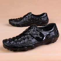 Summer Luxury 8-claw fish Mens shoes casual shoes Crocodile Bull Leather Tide Mens Single Shoes Genuine Leather Buckle Bean Bean Shoes