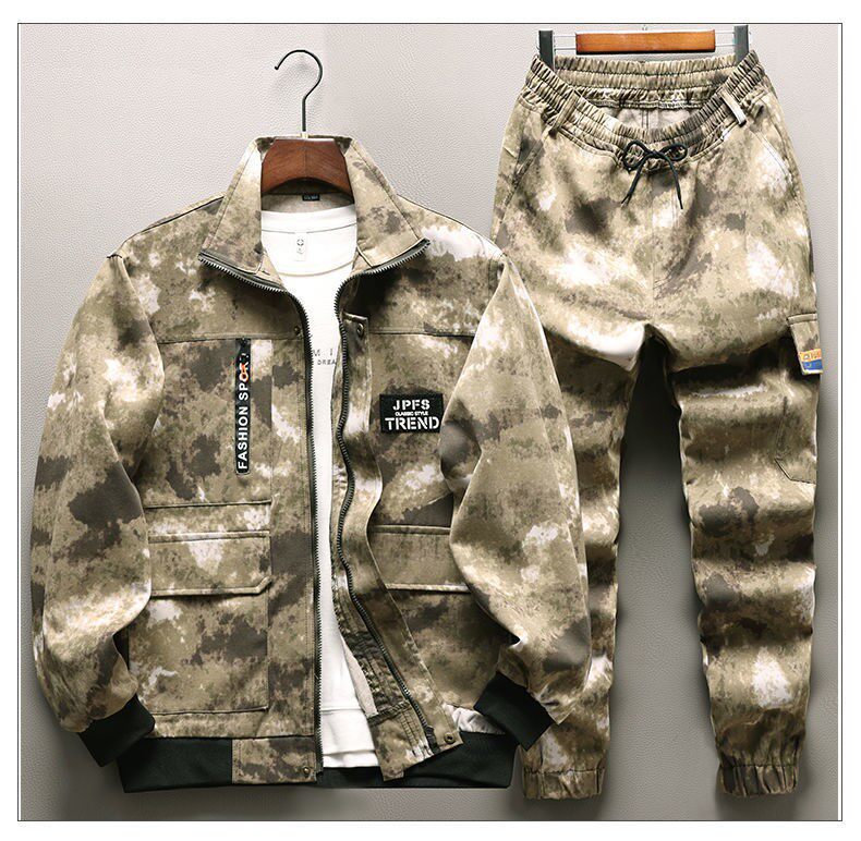 Outdoor new camouflage suit male high-end high school students training wear-resistant work wear-resistant work clothing spring and summer