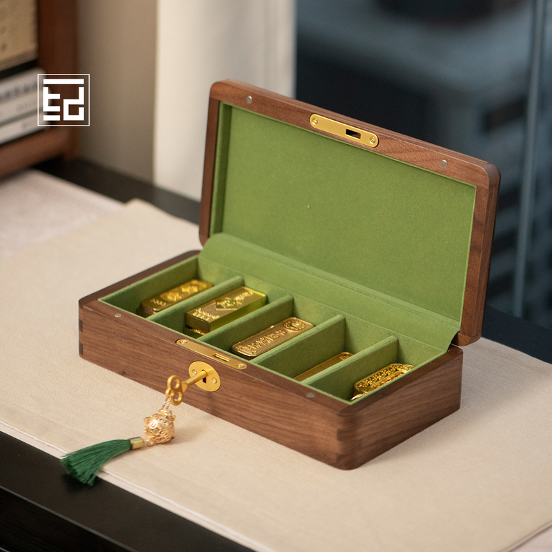 Gold Bar Storage Box with Lock, Solid Wood Gold Storage Artifact 10G20G, Special Gold Storage Box, Small Wooden Box for Collection