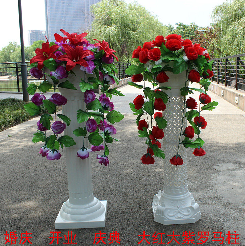 Wedding Roman column road guide New European-style plastic Roman column opening activity guide flower basket flower column manufacturers wholesale