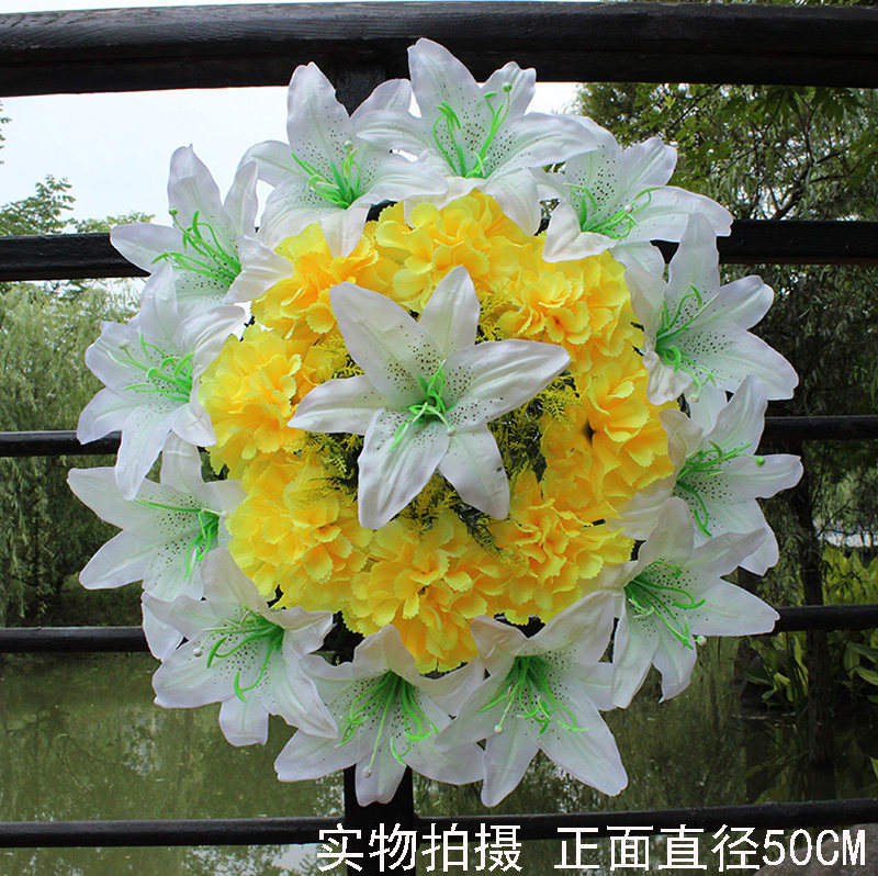 Simulation chrysanthemum circle Qingming flower Tomb sweeping flower big garland cheap cemetery flower manufacturers wholesale sacrificial decorative flowers