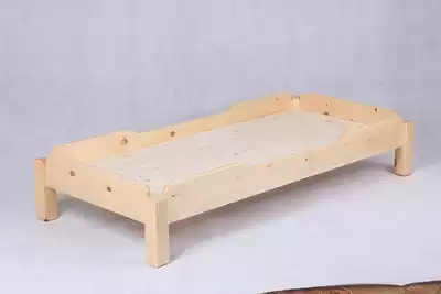 Kindergarten solid wood bed Pinus sylvestris rubber wood single nap lunch break counseling nursery class early education log folding folding bed