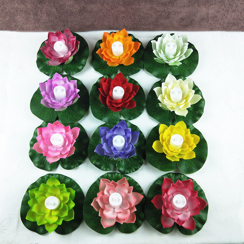 Drifting lotus lamp led dynamic electronic candle colorful lotus lamp New Year's day wishing and blessing river lamp scenic spot decoration