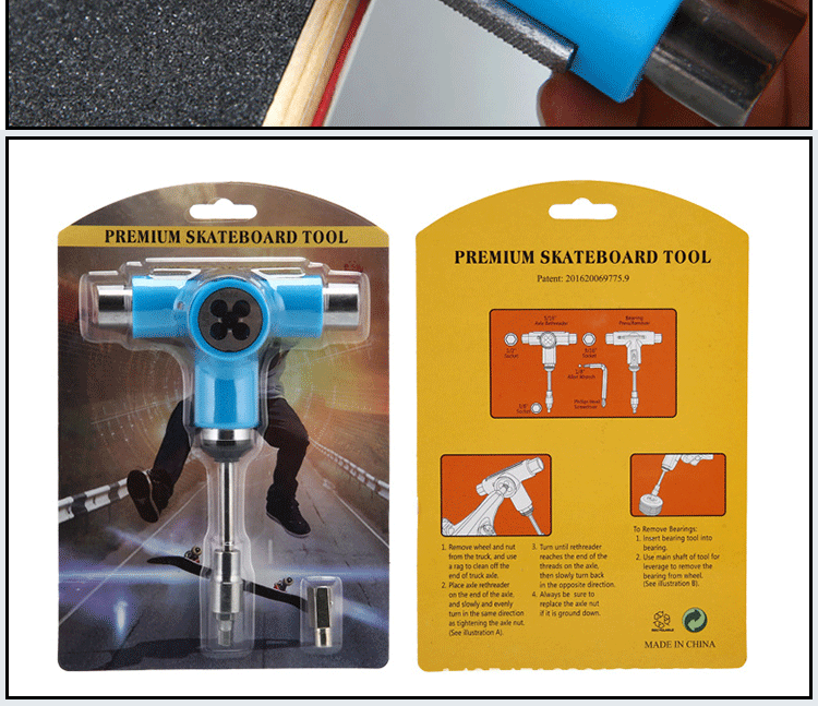 Công cụ trượt ván di động chết tay áo khóa T từ Y từ bán tự động đa năng lắp ráp ván trượt cá nhỏ tấm cá dài bảng công cụ - Trượt băng / Trượt / Thể thao mạo hiểm nón bảo hiểm xe đạp thể thao