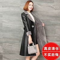 2018 thu đông mới Da Hained leather nữ dài phần lông một cơ thể mỏng dày áo khoác da cừu mẫu áo da nữ đẹp 2020