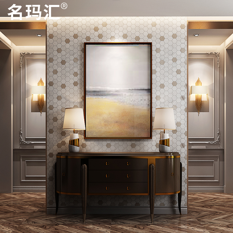 Natural Massachusetts Six-Point Natural Stone Mosaic Tile Background Wall Toilet Nordic Gray Marble Wall Toilet