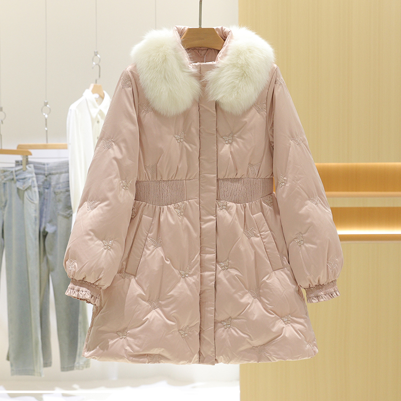 【Ba Y Lu】90% White Duck Down! Large Fox Fur Collar! Embroidered and Beaded Warm down Jacket for Winter 25