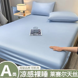 Class a Lyocell Tencel Bed Sheets Single Piece Fitted Bed Sheets Ice Silk Summer Cool Silky Naked Sleeping Pillowcase Three-Piece Set