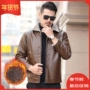 2018 mới trung niên nam áo đất lông cổ áo khoác da cha xuân hè áo khoác dạ nam