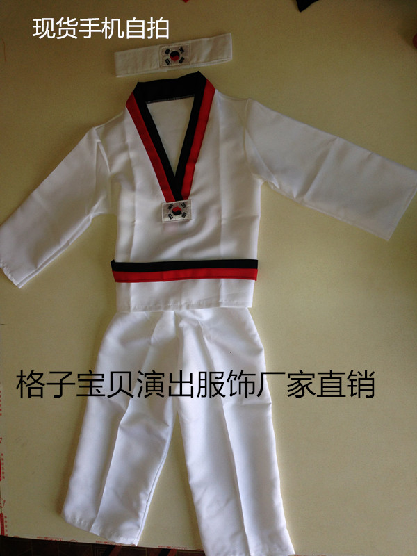 Quần áo Taekwondo Biểu diễn Quần áo Taekwondo Trường mẫu giáo Trường tiểu học Áo dài tay Quần áo Taekwondo nam và nữ váy múa alibaba cho bé