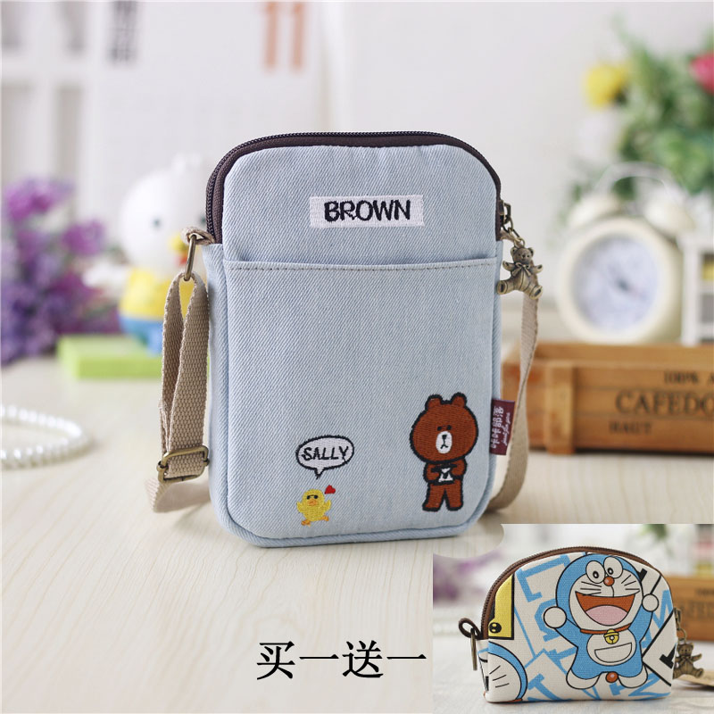 2017 new hanging neck mobile phone bag fabric small bag mini coin purse female vertical all-match mobile phone bag messenger bag