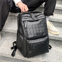Hong Kong Korean fashion brand woven large capacity men's backpack casual student schoolbag computer bag leather shoulder bag