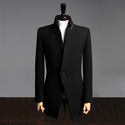 South Korea 2019 winter lazy trench coat men's short Korean version of the trend stand-up collar slim handsome trend brand British wind coat