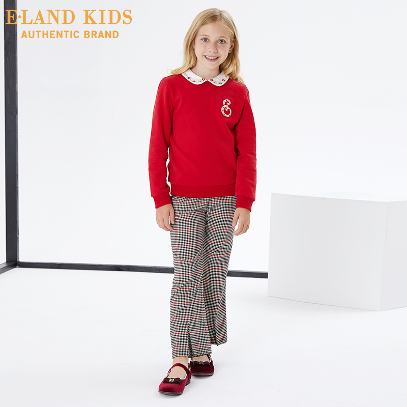 Elandkids mặc ấu dâm rơi mới quần cô gái cô gái cỡ trung vi ánh sáng có độ dài thời trang quần âu.