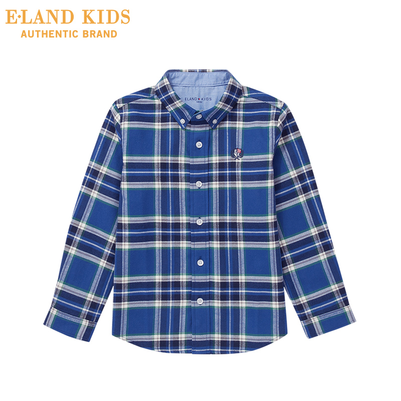 Elandkids ăn mặc chỉnh sửa rơi cậu bé mới English bông giản dị kẻ sọc áo dài tay.