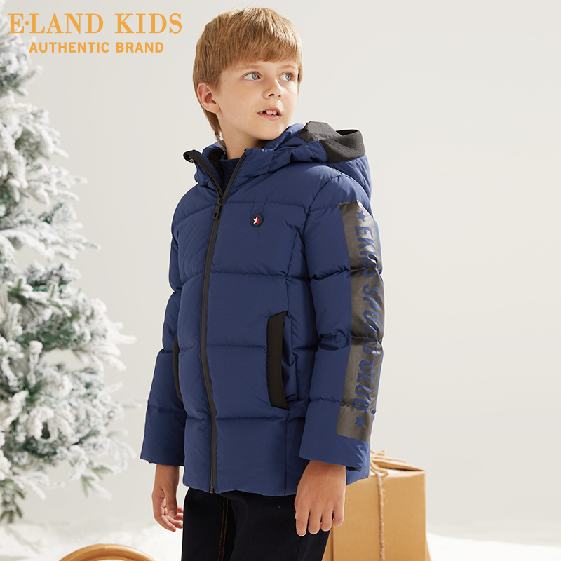 Elandkids ăn mặc edilian mùa đông bé trai mới của trẻ em thường đội mũ trùm đầu ngắn xuống áo khoác.