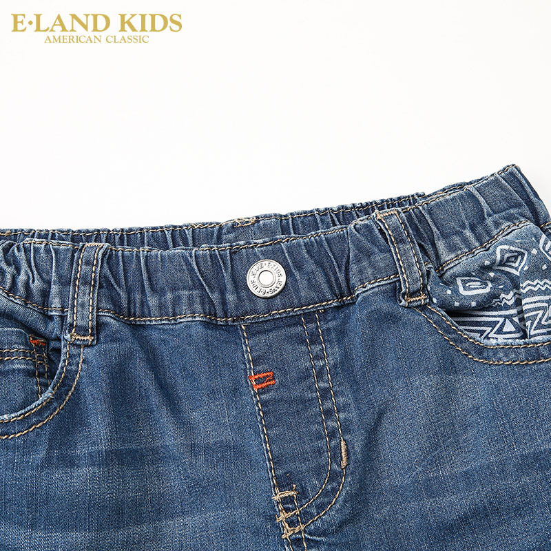 Eland Kids mặc ấu dâm chàng trai mùa xuân dốc lỏng denim quần dài.