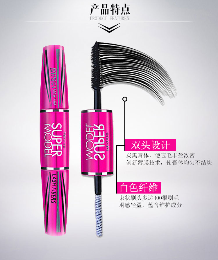 Thái Lan Mistine Mascara hai đầu không thấm nước và mồ hôi kéo dài tự nhiên không nở dài khối lượng xoăn dày đích thực - Kem Mascara / Revitalash mascara the face shop