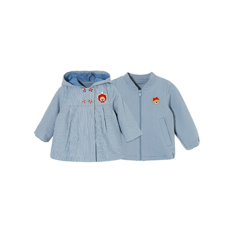 Pawin Paw Cartoon Cubs Kids 2020 mới mùa xuân Baby Girl áo sọc hai mảnh áo khoác Cardigan.