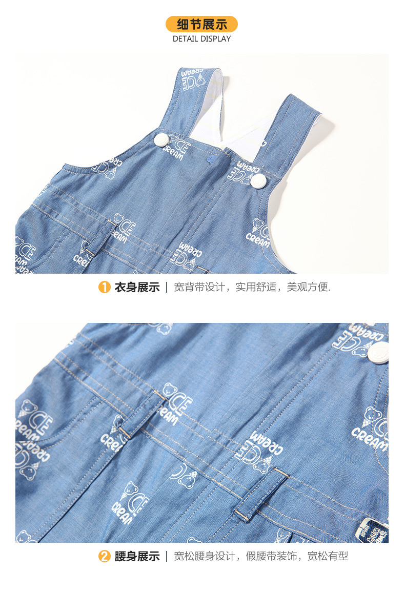 Quần áo trẻ em gấu hoạt hình gấu trúc 2019 mùa hè mới bé trai yếm in quần short denim - Quần jean quần áo trẻ em 10 tuổi