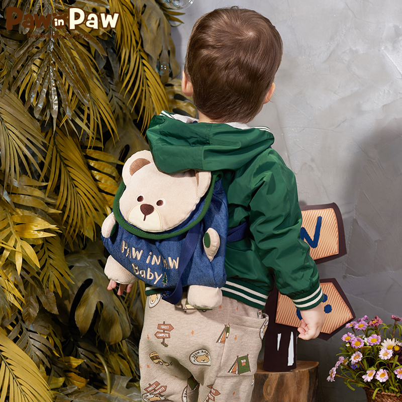 Pawin Paw đàn con cartoon cub mặc mùa thu bé trai đội mũ trùm đầu áo khoác trẻ in áo khoác vênh.